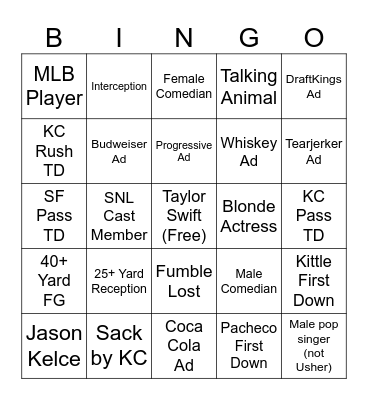 Superb Owl Bingo Card