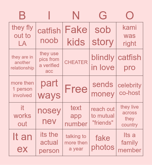 Catfish Bingo Card