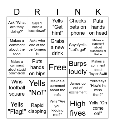 Superbowl 2024 BINGO Card