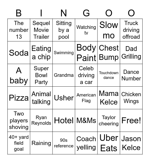 Superbowl (Taylor's Version) Bingo Card