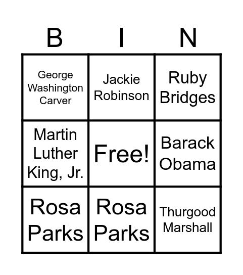 Black History Month Bingo Card