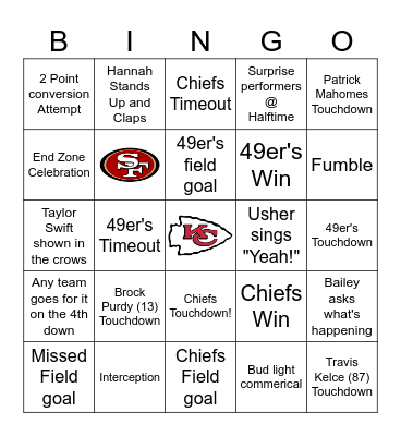 SUPER BOWL BINGO!!!! Bingo Card