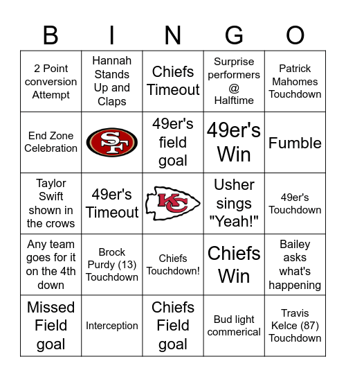 SUPER BOWL BINGO!!!! Bingo Card