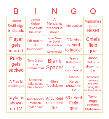 In my Football Era Bingo Card
