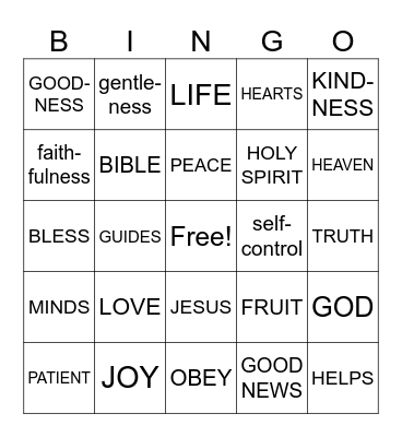 THE FRUIT OF THE SPIRIT Bingo Card