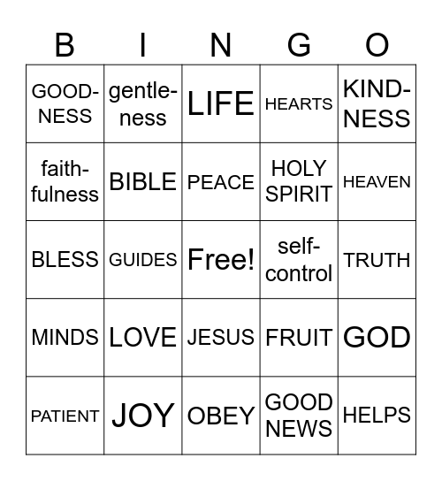 THE FRUIT OF THE SPIRIT Bingo Card
