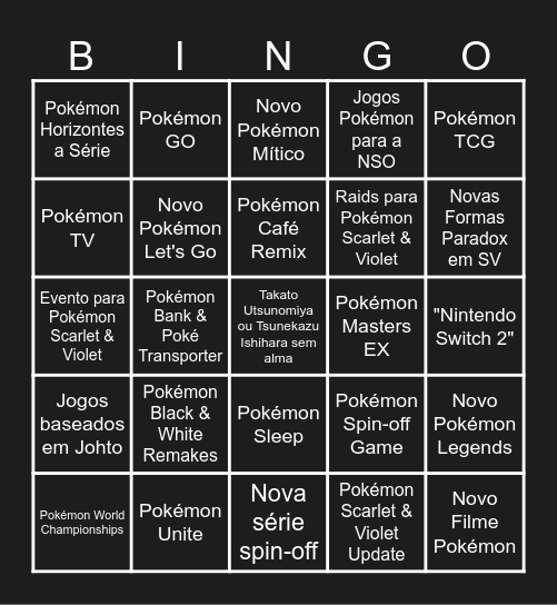 Pokémon Presents | 2024 Bingo Card