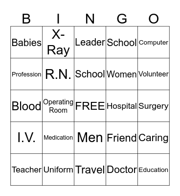 NURSE BINGO Card