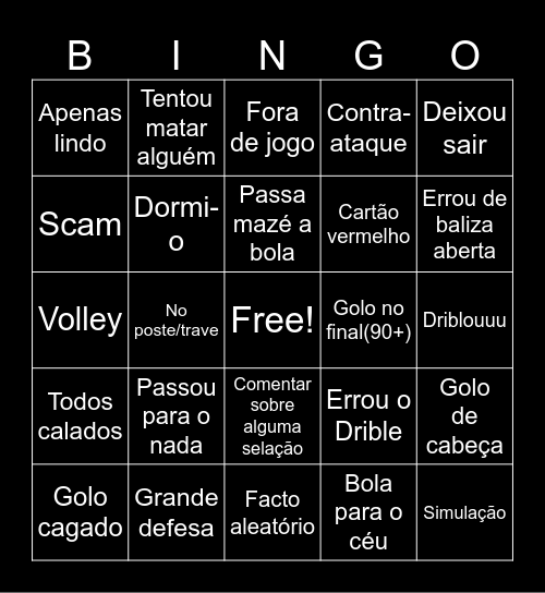 Futebol portugues Bingo Card