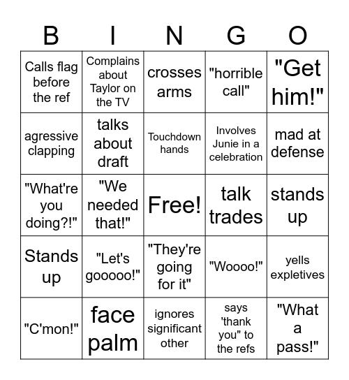 Super Bowl Bingo 2024 Bingo Card