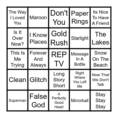 Eras Tour Surprise Songs Bingo Card