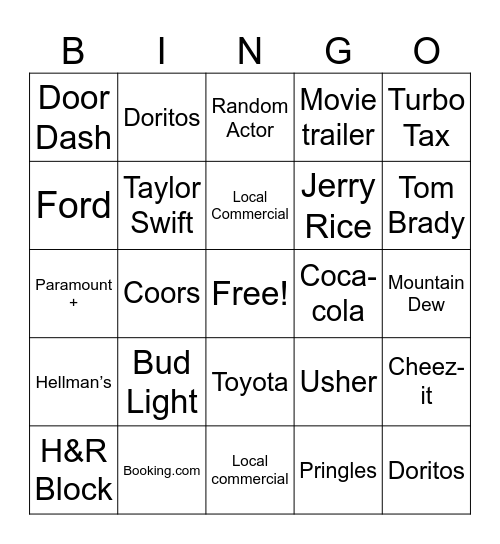 Super Bowl 58 Bingo Card