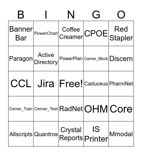 DHR Healthcare Informatics Bingo Card