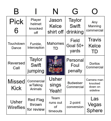 Super Bowl 2024 Bingo Card