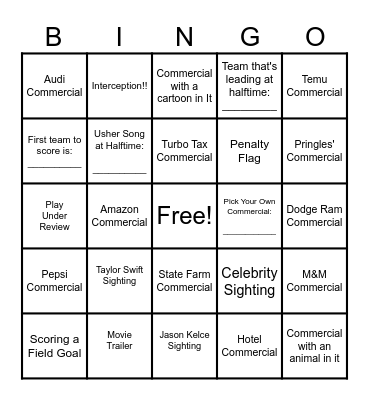 SUPER BOWL 2024!!! Bingo Card