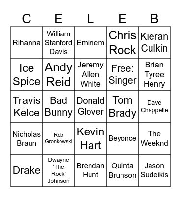 Super Bowl LVIII Bingo Card