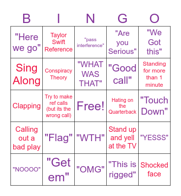 Super Bowl Bingo Card