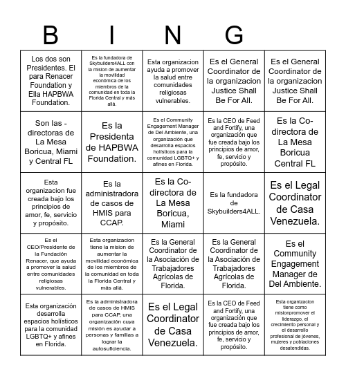 Nonprofit Bootcamp Bingo Card