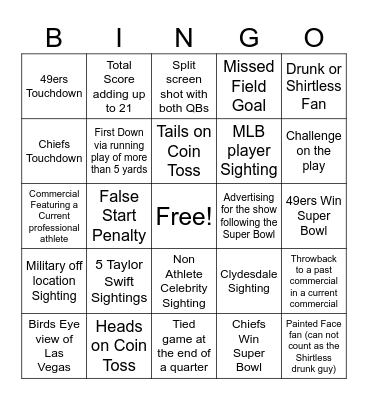 Steinbach Super Bowl Bingo Card