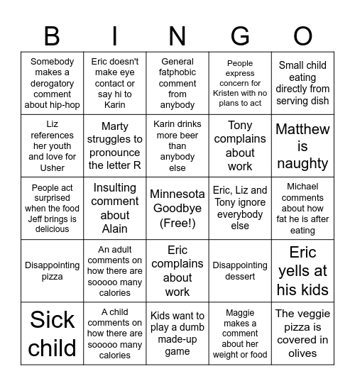 Superbowl Bingo Card