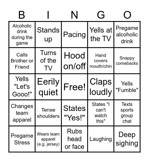 Superbowl LVIII 2024 Bingo Card