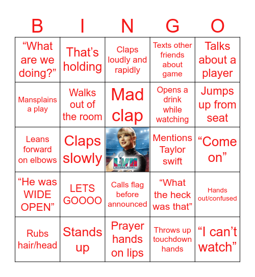 What will the boys do during the Super Bowl? Bingo Card