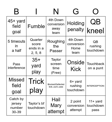 Super Bowl 2024 Bingo Card