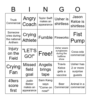 SUPERBOWL BINGO 2024 Bingo Card