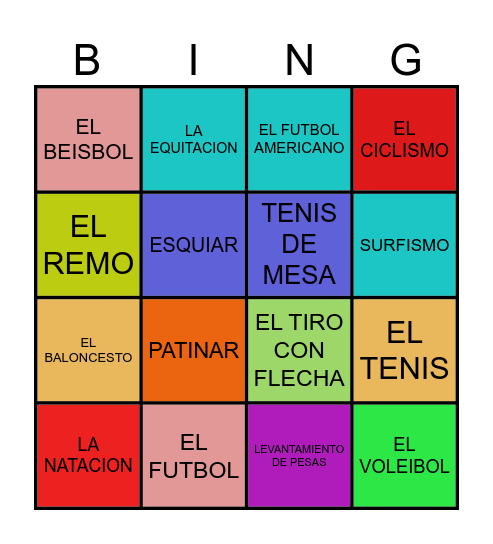 LOS DEPORTES Bingo Card