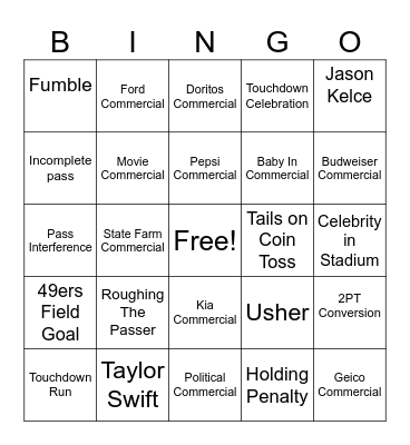 SUPERBOWL BINGO Card