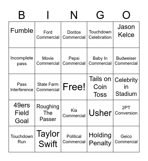 SUPERBOWL BINGO Card