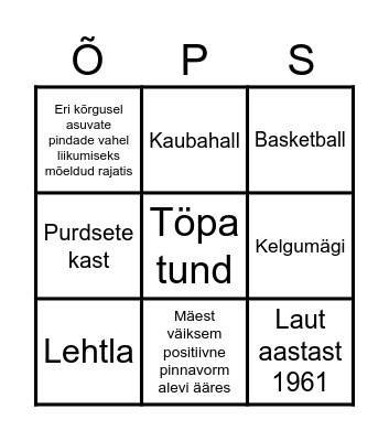 Vastlapäeva Bingo Card