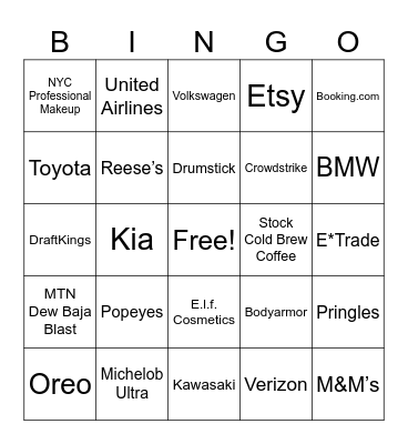 SB Commercial Bingo 2024 Bingo Card