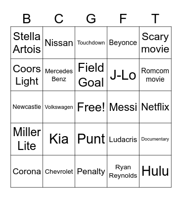 SUPERBOWL BINGALICIOUS Bingo Card