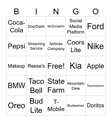 Super Bowl Bingo! Bingo Card