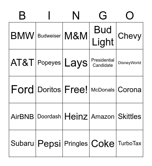 Ads Bingo Card