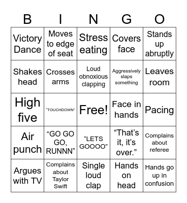SUPER BOWL BINGO Card