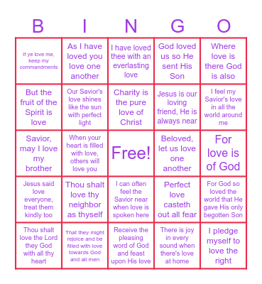 Scripture Valentine's Day Bingo! Bingo Card