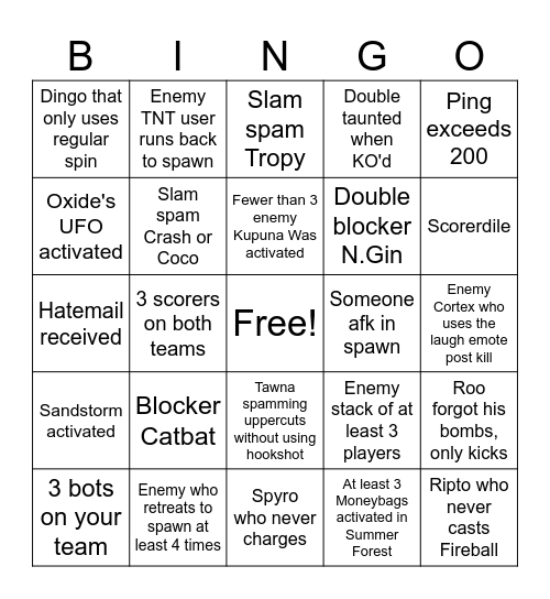 Rumble solo queue Bingo Card