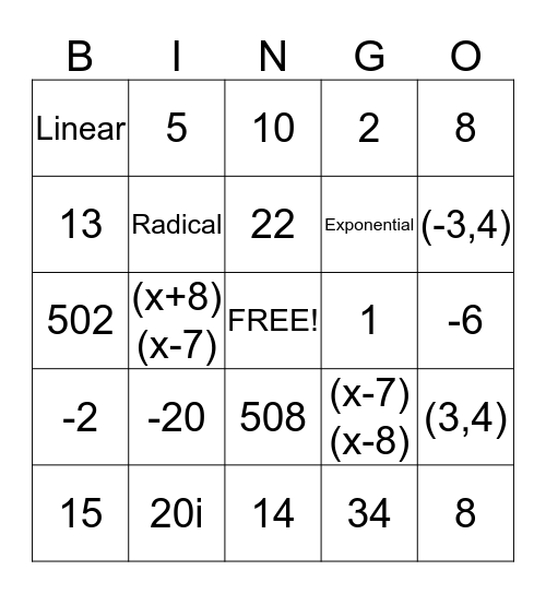 Final Review Lumen Bingo Card