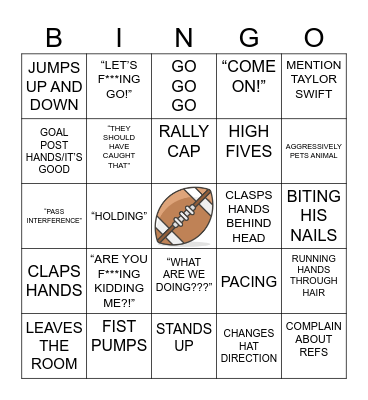 Dylan’s Football Bingo Card