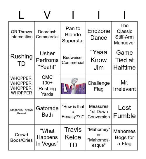 Super Bowl Bingo Card