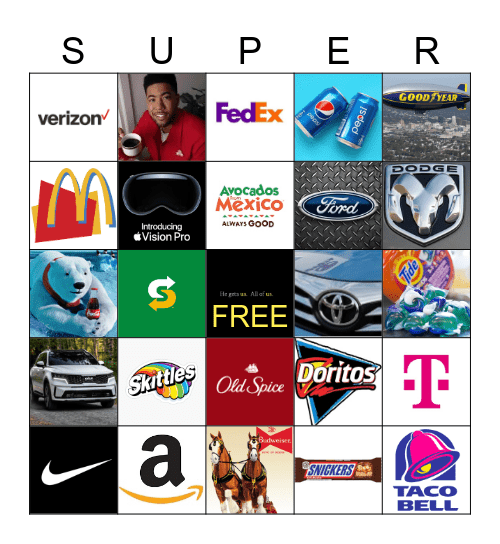 Super Bowl 2024 Bingo Card