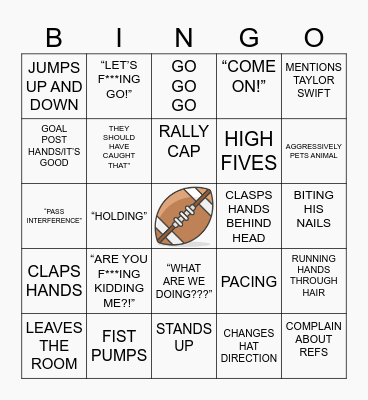 Dylan’s Football Bingo Card