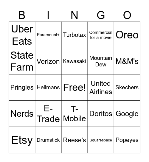 Super Bowl 2024 Bingo Card