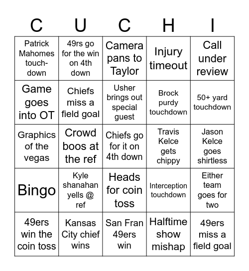 SPORTS Bingo Card