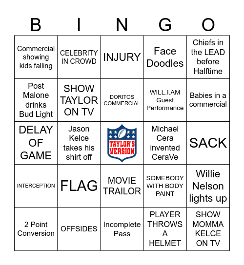 SUPERBOWL 2024 Bingo Card