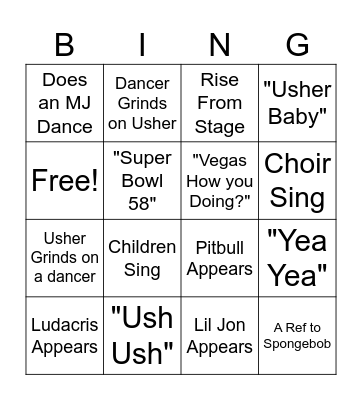 Halftime Bingo Card Bingo Card