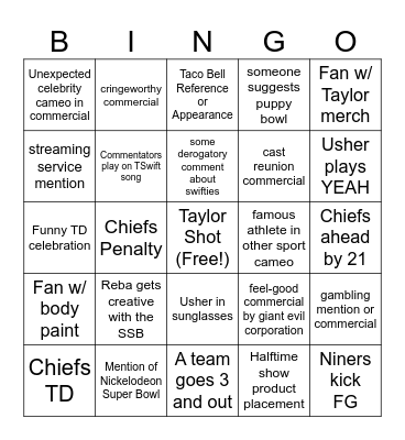 Superb Owl '24 Bingo Card