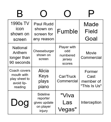 Super BOOP Bingo Card